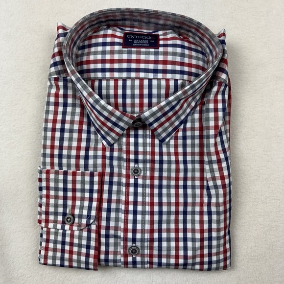 UNTUCKit Other - Untuckit Retsina Shirt XXL Regular Fit Red Blue White Plaid Cotton 2XL NWT